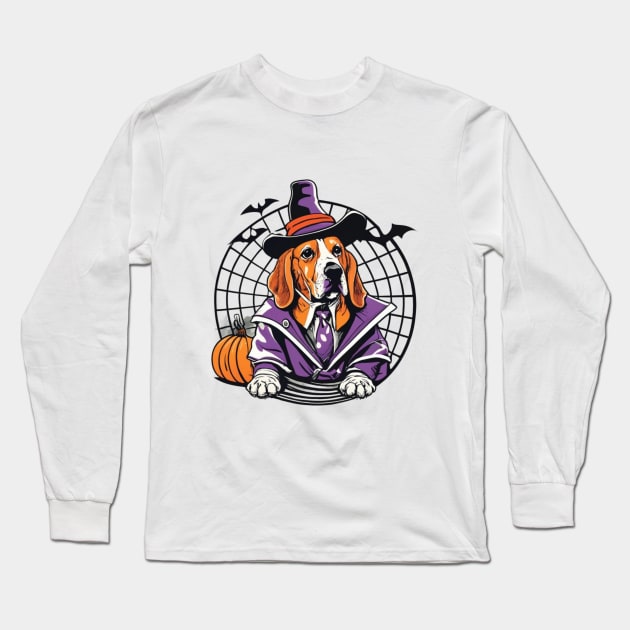 basset hound pumpkin Long Sleeve T-Shirt by BukovskyART